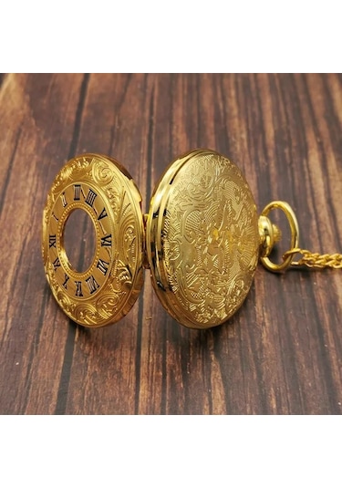 Köstekli Gold Roma Rakamlı Cep Saati