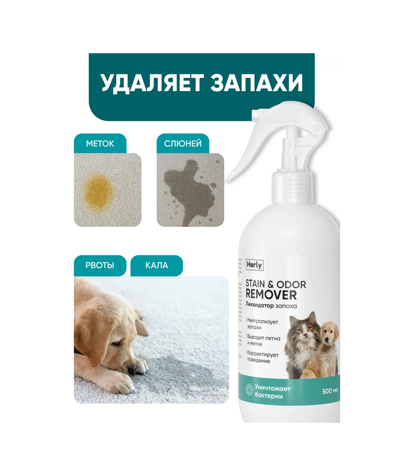 Harly Evcil Hayvan Koku Nötralizatörü, Kedi İdrarı İçin, 500 Ml 445333054