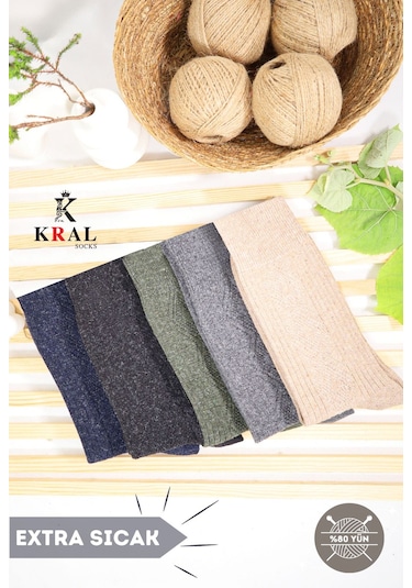 Kadın - Erkek Kışlık (5 ÇİFT) Lambswool Yün Çorap Termal Etkili