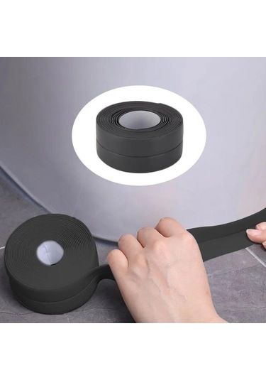 Novahub Siyah Banyo Duş Havzası Ve Küvet Sızdırmazlık Bandı Pvc Yapışkanlı Mutfak Sızdırmazlık Bandı Su Geçirmez Duvar Etiketi 3.8cmx3.2m Siyah