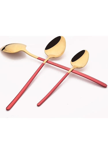 Novahub 6 Adet Mavi-altın 18/10 Paslanmaz Çelik Çay-kahve Kaşığı Seti 5.5 İnç Altın - Mavi