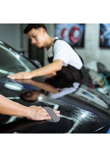 Pazly 5 Adet 4 Yuvarlak Cep Süngeri, Gri Mikrofiber Araba Bakım Ağda Pedi