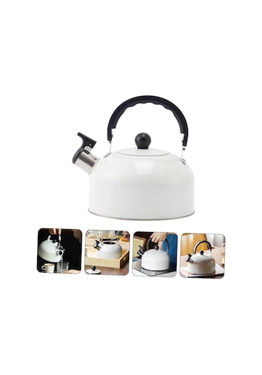 Valkyrie 3l Paslanmaz Çelik Düdüklü Kettle Su Isıtıcısı Çaydanlık Islıklı Demlik Beyaz