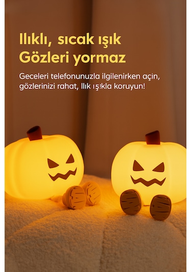 Kabak Gece Lambası Çocuklar İçin Silikon Kısılabilir Dokunmatik