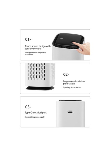 Moveevo Taşınabilir Usb Hava Temizleyici - Negatif İyonlu, 5m²'ye Kadar Etkili, Gece Lambalı, Beyaz