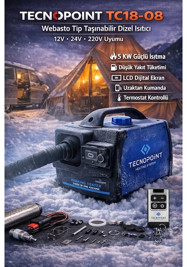 Tecnopoint Tc18-08 Webasto Tip Çanta Model Dizel Isıtıcı 12v 24v 220v