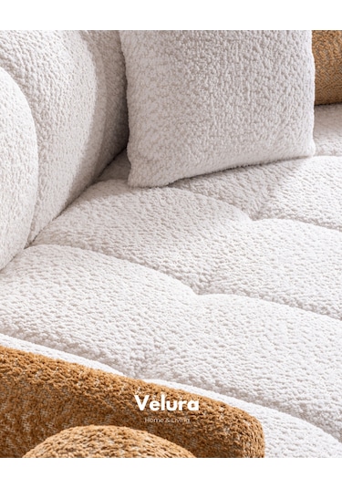 Puffy Premium Uzanmalı Köşe Koltuk Takımı & Oturma Grubu - Krem Krem Köşe