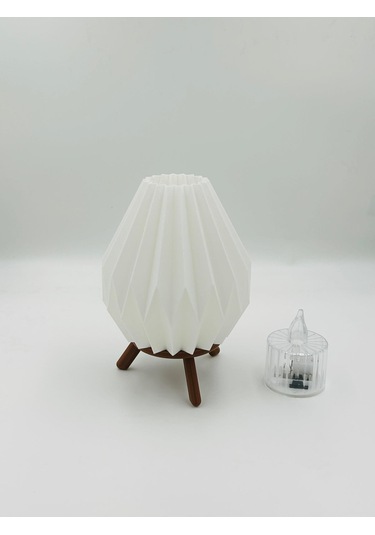 Damla Tasarım 3d Baskı Dekoratif Masa Lambası Pilli Mum Işıklı Gece Lambası Beyaz