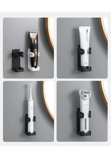Fosenze Banyo Elektrikli Fırça Ve Tıraş Makinesi Tutucu, Abs Plastik, Otomatik İçecekli, Sıfır Delme, Beyaz, 1 Adet Siyah