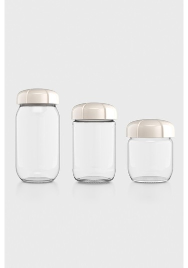 Renga Rhea Bej Kapaklı 3 Boy Cam Kavanoz Seti 131010 Bej