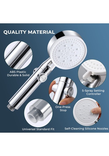 Qf Vinabo Duş Başlığı, Su Tasarruflu Manuel Duş İçin El Duşu, Krom