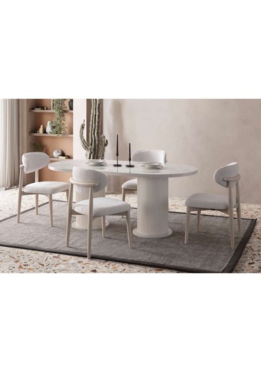 Cipollino Modern Yemek Masası Takımı 4 Sandalye Mermer