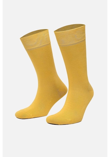 Mısırlı Erkek Organik Pamuklu Tekli Sarı Soket Çorap Sarı