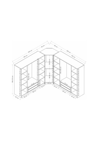 Kale 9 Kapaklı 4 Çekmeceli Köşe Dolap Kumtaşı Mebran İlkbahar 190cm Bej