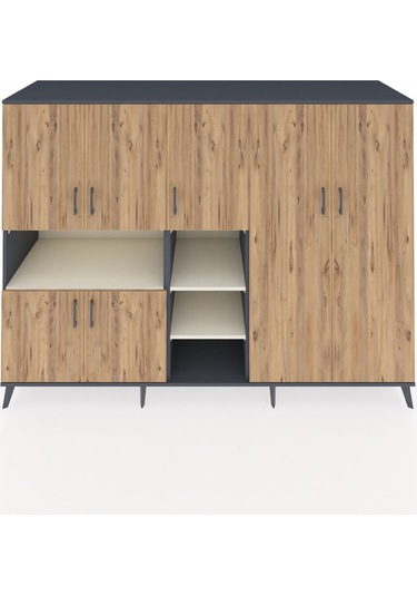 Kronos Dolap 13 Raflı 7 Kapaklı 220x59x163 Antrasit-çam/aytaşı Antrasit-çam/aytaşı