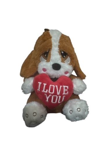 Kalpli Üzgün Köpek Peluş Oyuncak 25cm Koyu Kahverengi Koyu Kahverengi