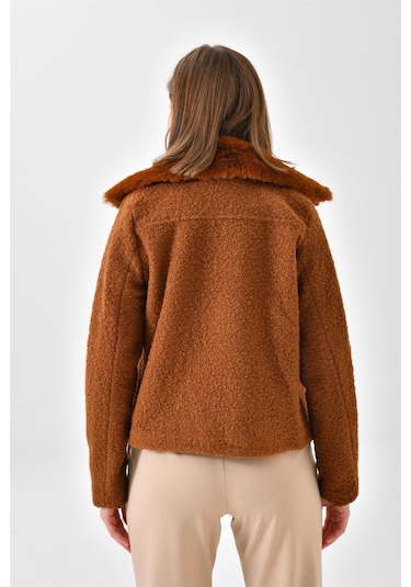 Ftz Women Kadın Kürk Detay Mont Taba Rbn4039-taba Taba