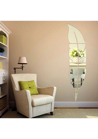 Novahub Ahşap Effektli Akrilik Ayna Duvar Çıkartması, 30x120cm Gümüş Diğer