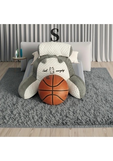 Trendooze Gri Beyaz Tasarım Koltuk Yastığı, 60x40cm, Mevsimsiz Kullanım Gri Beyaz