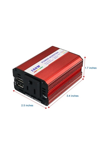 Novahub 150w Araç Inverter Dc 12v Ac 220v 3.1a Çift Usb Taşınabilir Ab Priz
