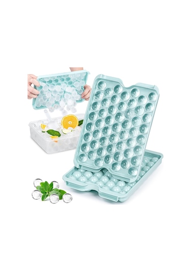 Hangfox Pratik 2 Katlı Buz Küpü Kalıbı Seti - Kapaklı Ve Saklama Kutusu İle Mavi