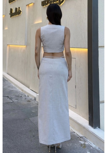 Bağlama Detaylı İkili Takım 46139-bej Bej