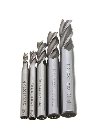 HSS Düz Shank 4 Flüt End Mill Kesici CNC Uç 10 lu Set 1.5mm-10mm