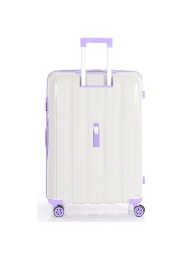 Mçs 3lü Set Kırılmaz Silikon Seyahat Valizi Bavulu V305 Kemik Lila Bej