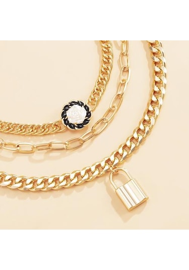 Retro Küçük Kokulu Rüzgar Kamelya Metal Zincir Kolye Avrupa Ve Amerikan Moda Çapraz Hollow Kilit Boyun Düğün Kolye Zincir Kolyeler Altın - Beyaz