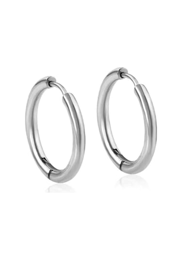 18 Mm Cerrahi Çelik Halka Küpe Gümüş Renkli Gri