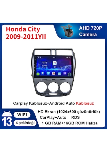 Honda City 2009-2011yıl 1gb Ram 16gb Rom Carplay Multimedya