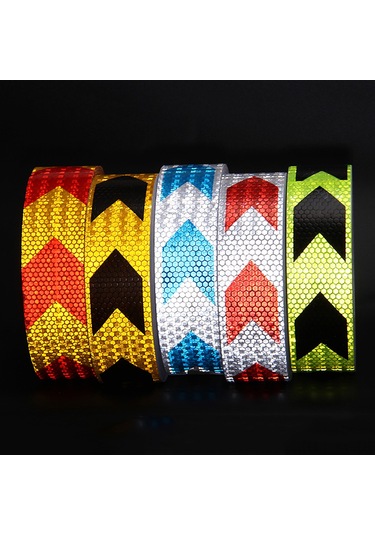 Shineyee Araç Yönlü Oklu Reflektör Şeridi - Gece Uyarı Fonsiyonu, 300x5 Cm Sarı-kırmızı, Pvc Materyal, Yüksek Yansıma