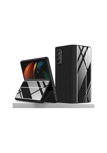 Galaxy Z Fold 2 Kılıf Zore Droga Kılıf Siyah-Beyaz