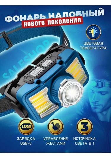 Saleshop Led Alın Feneri 171837538 Mavi