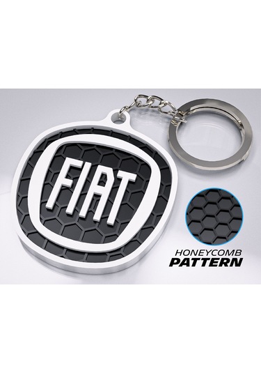 Markanıza Özel Petek Desenli Fiat Yuvarlak Logolu 3d Anahtarlık
