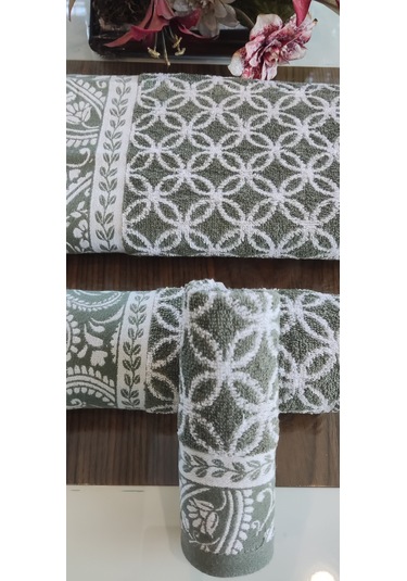 El Ve Yüz Havlusu Hediyeli 1adet Bukle Coton 70x140 Cm. Banyo Havlusu Yesil