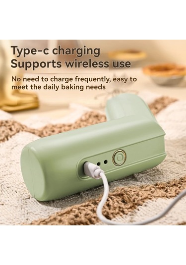 Katlanır Taşınabilir Elektrikli Yiyecek Mikseri Usb Şarj Elektrikli El Mikseri Yumurta Çırpıcı Ev Mutfak Aletleri Açık Yeşil Açık Yeşil