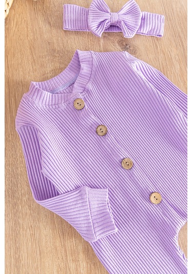 Önden Düğmeli Bandanalı Kız Bebek Tulum 001