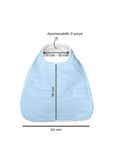 Pamuklu Sıvı Geçirmez Mama Önlüğü Bürümcük-havlu Çift Yönlü M-b Beyaz - Mavi