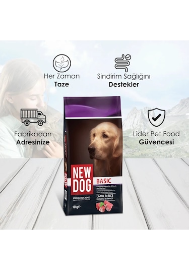 Newdog Kuzu Etli ve Pirinçli Yetişkin Köpek Maması 10 KG
