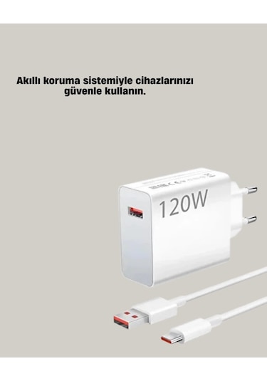 Buğz 120w Güçlü Hızlı Şarj Adaptörü Ve Type-c Kablo Seti Güvenli Şarj Teknolojisi