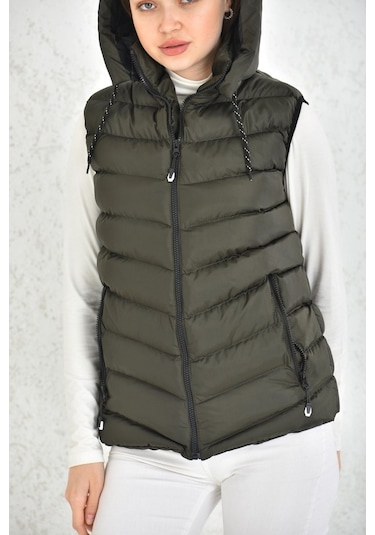 Wapp Unisex Haki Mikro Jel Dolgu Çıkarılabilen Fermuarlı Kapü Çok Renkli