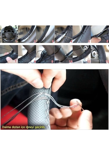 Fox Dikmeli Noktalı 42 Cm Siyah Direksiyon Kılıfı