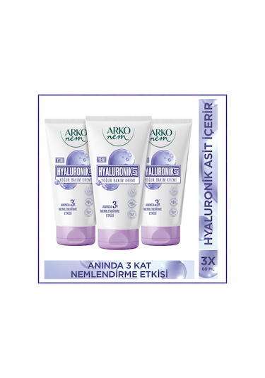 Arko Nem Yoğun Bakım Kremi Hyaluronik Asit 3x60 Ml