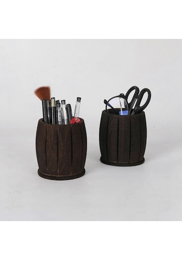 Ganzhoushop 2x/set Kalem Saklama Düzenleyici Şık Ahşap Kalemlik Ofis Masası Düzenleyici Makyaj Fırçası Saklama Kutusu Kalemlik Hediye Beyazretro