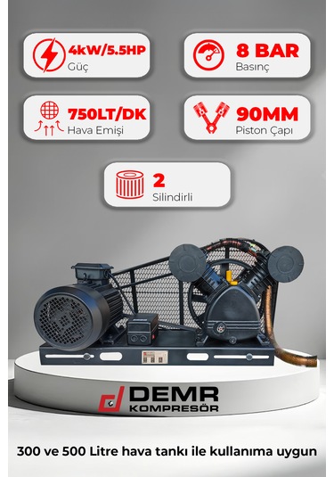 Kompesör Kafası 5.5 Hp Çift Piston 8 Bar Kafa Grubu Id2090b