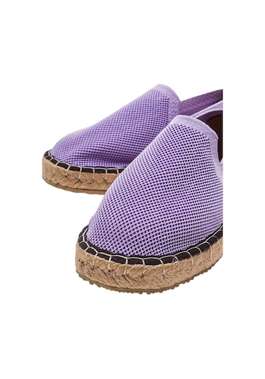 Unisex El Yapımı Triko Espadril Lila-beyaz Beyaz
