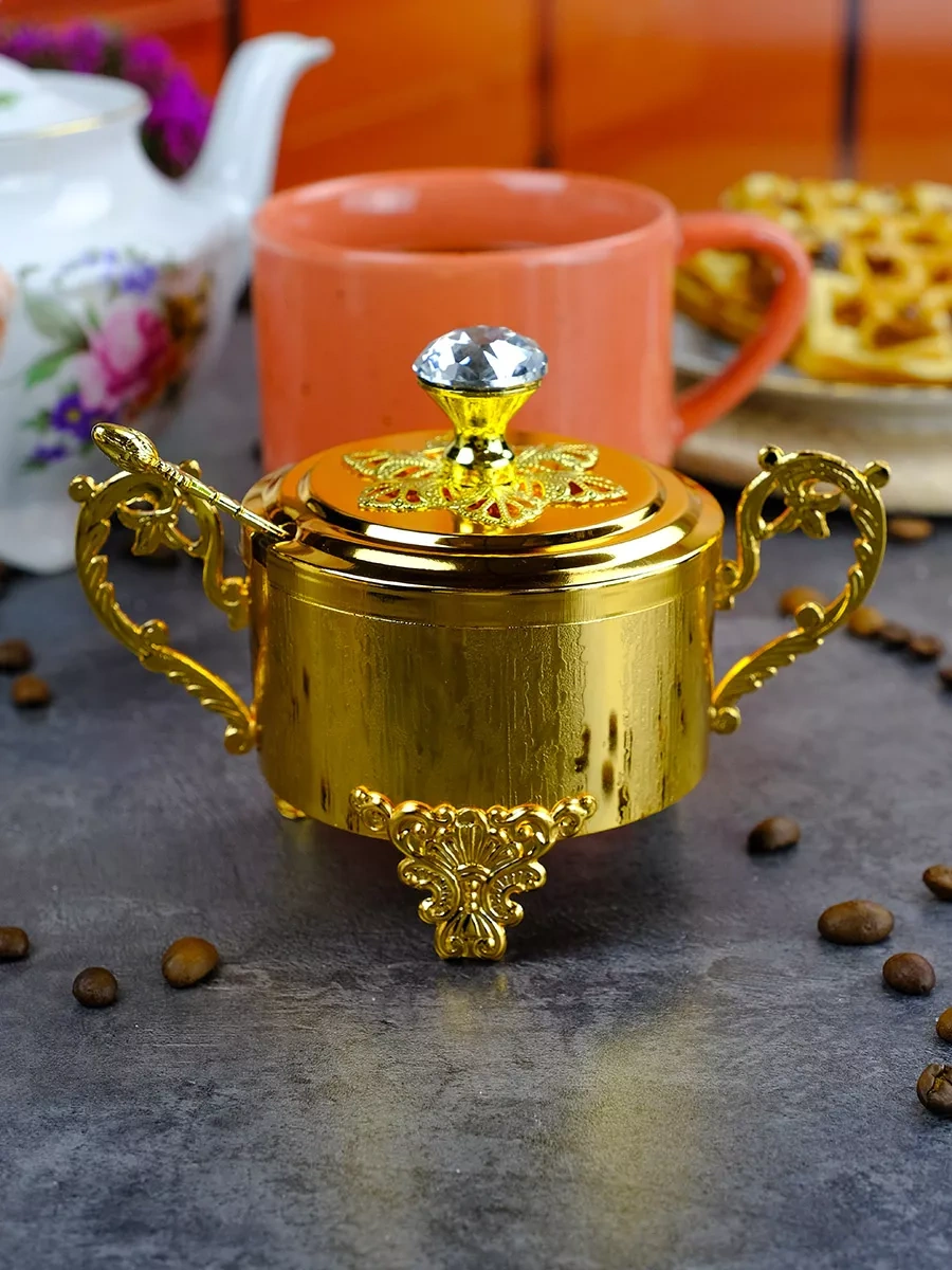 Repast Mücevher Kutusu Altın Şekerlik Ve Kaşık 17x10x12,5 Cm 267568360 Altın Rengi