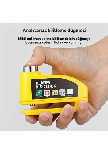 Sarı Yeşil Taşınabilir Alarmlı Bisiklet Disk Fren Kilidi Titreşim Sensörlü Metal Kılıf