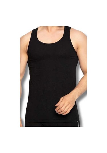 Seher Yıldızı Erkek Ekonomik Renkli Klasik Askılı Atlet 001k - 12 Adet Siyah